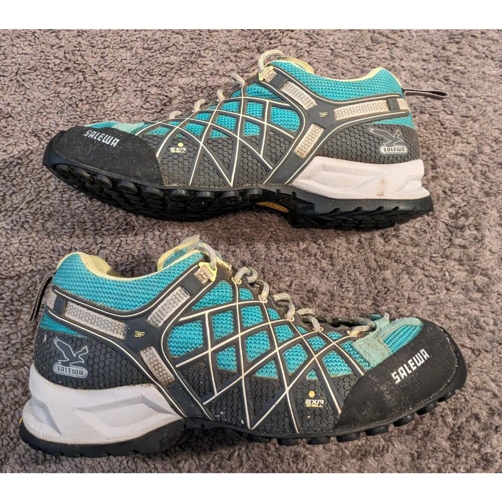Women's Salewa Wild Fire Atlantis Sulphur Blue Hiking Shoes Size 6.5